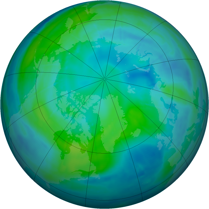 Arctic ozone map for 18 October 2008